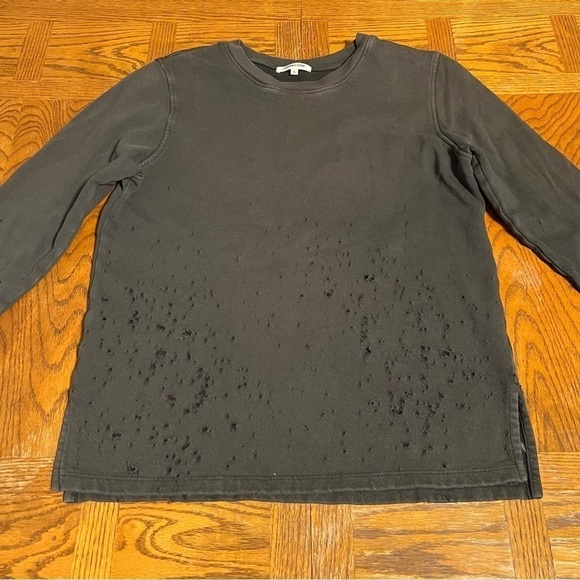 Cotton Citizen Distressed Crewneck in Mineral Charcoal Sz S Made in USA - Picture 2 of 15